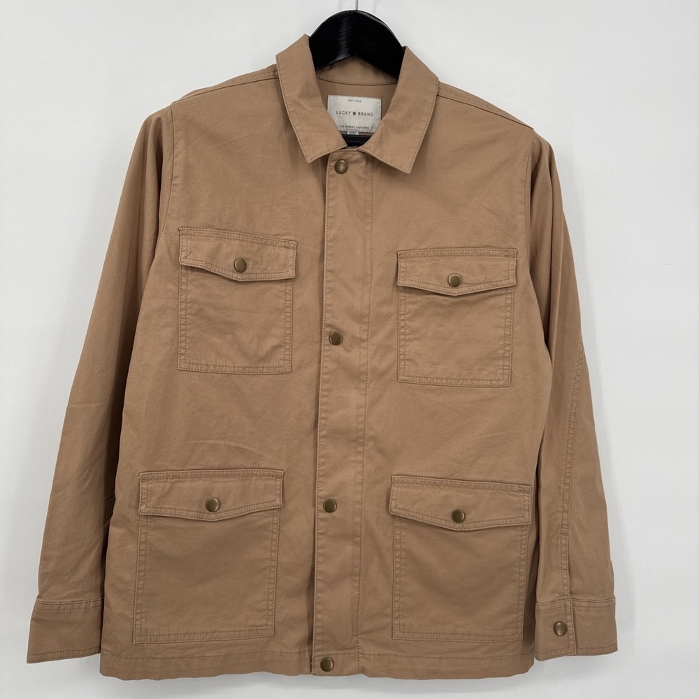 Lucky Brand Utility Chore Jacket Women's M NEW Tan Cotton Field Jacket Pockets